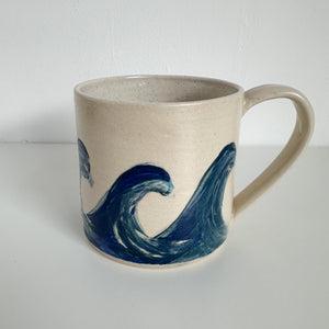 Blue Waves Handmade Ceramic Mug - Large