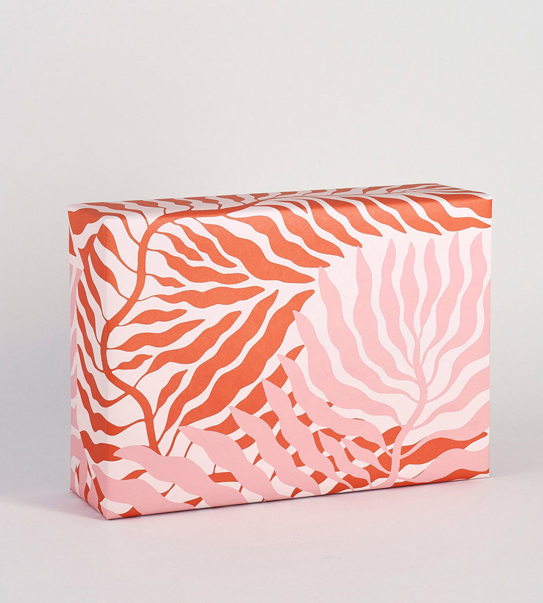 Pink + Red Leaves Gift wrap