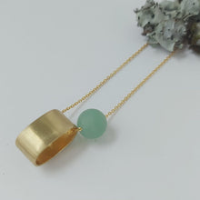 Load image into Gallery viewer, Brushed Brass Oval + Aventurine Necklace
