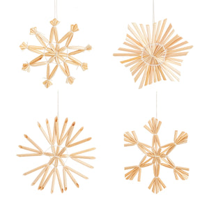 Small Straw Snowflake Decorations - Set Of 8