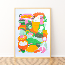 Load image into Gallery viewer, Dumpling Club A4 Risograph Print

