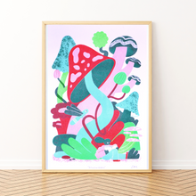 Load image into Gallery viewer, Mushrooms A4 Risograph Print
