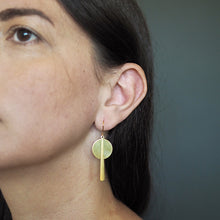 Load image into Gallery viewer, Deco Teardrop + Brass Disc Earrings
