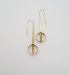 Brass Tube + Circle Earrings
