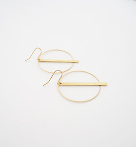 Brass Circle + Bar Earrings