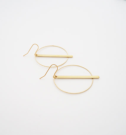Brass Circle + Bar Earrings