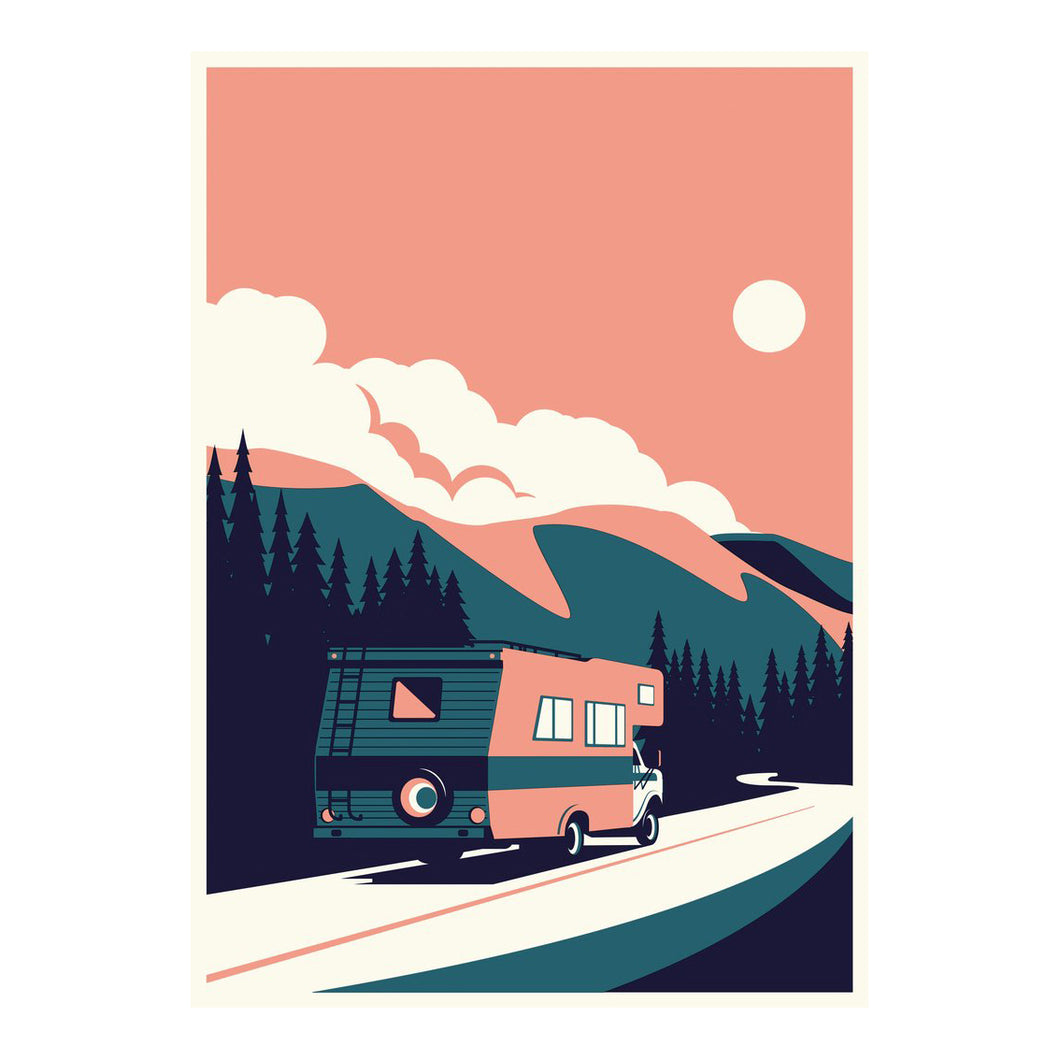 Summertime Travel - A2 Campervan Print
