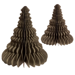 Grey Paper Honeycomb Tree Standing Decoration - Set Of 2