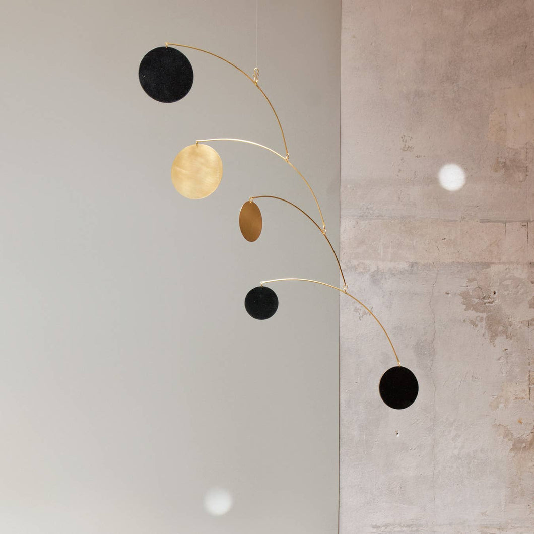 Kinetic Mobile Circle - Brass + Recycled Paper