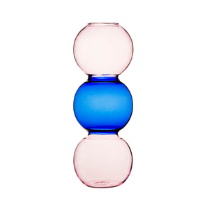 Triple Bubble Glass Vase Pink and Blue