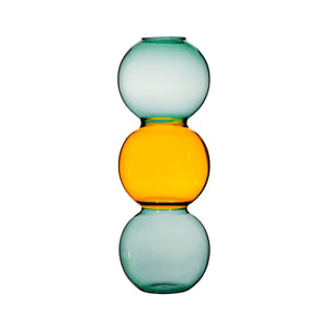 Triple Bubble Glass Vase Amber and Turquiose