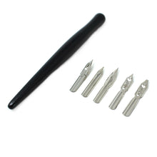 Load image into Gallery viewer, Dip Pen Set with 5 Drawing &amp; Calligraphy Nibs
