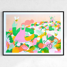 Load image into Gallery viewer, Bee Fields A3 Risograph Print
