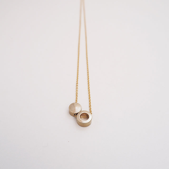 Less Is More Brass Circle + Disc Necklace