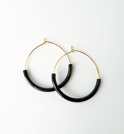 Gold + Black Hoop Earrings