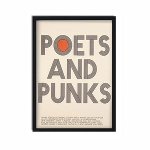 Punks and Poets Retro Typography Graphic Art Print