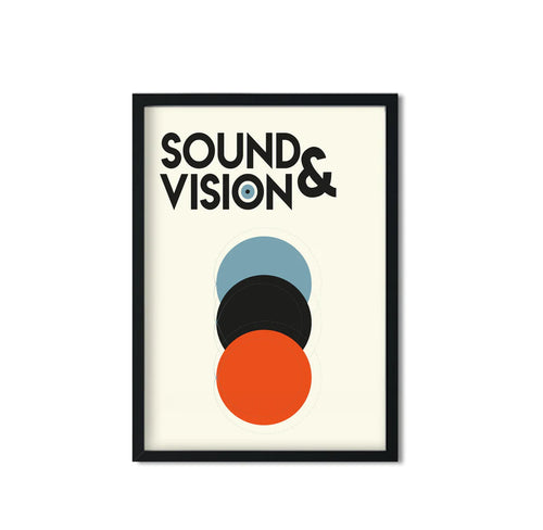 Sound and Vision Music Graphic Art Print Retro