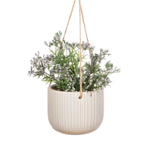 Load image into Gallery viewer, Grooved Hanging Ceramic Planter - Off White
